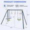 3-in-1 Kids Swing Set With U-Swing Glider Gym Rings Adjustable Height Outdoor